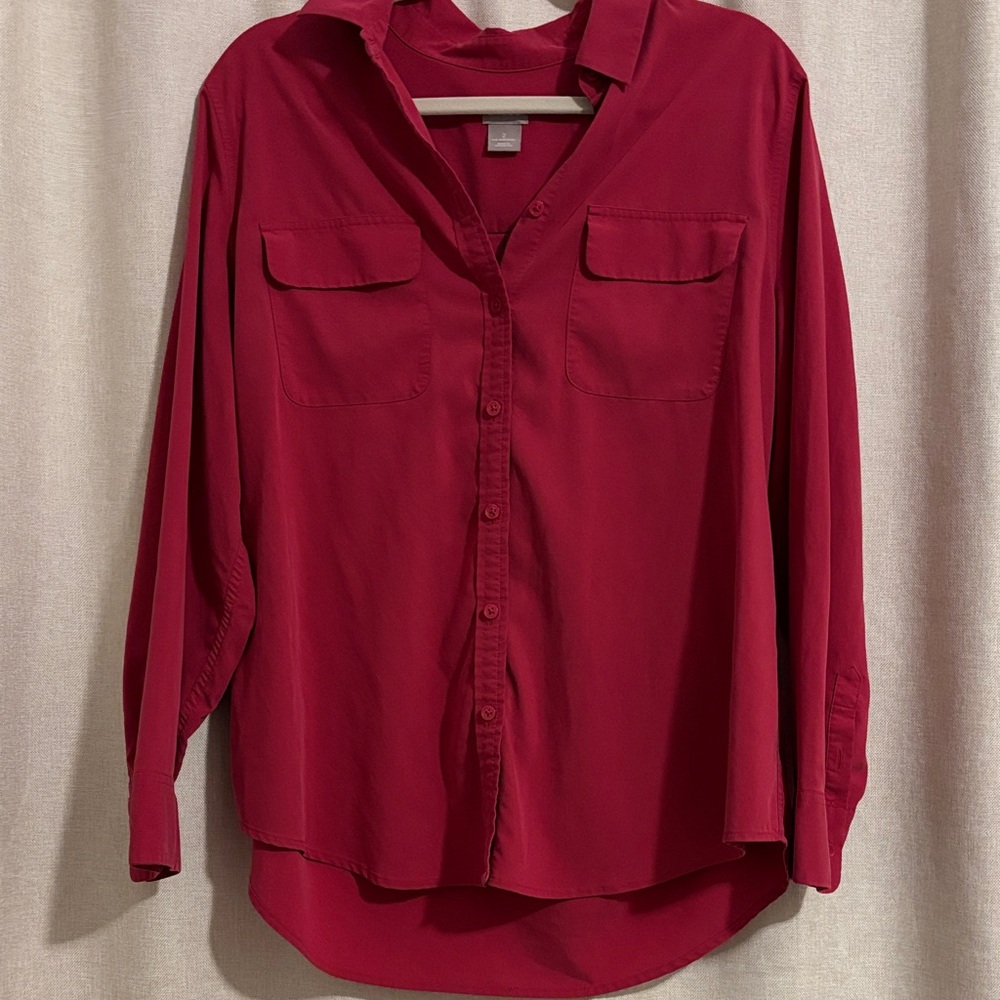Chico's Berry Red Button-Down Shirt